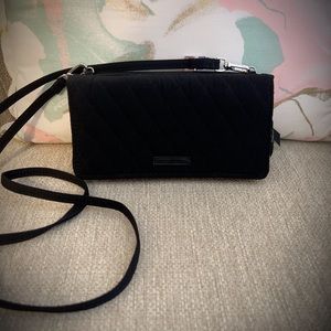 Vera Bradley RFID Wallet Crossbody Bag/Wristlet in Microfiber Black